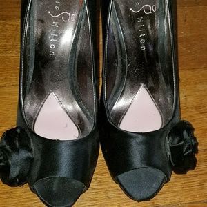 SOLD - Paris Hilton platform open toe pumps